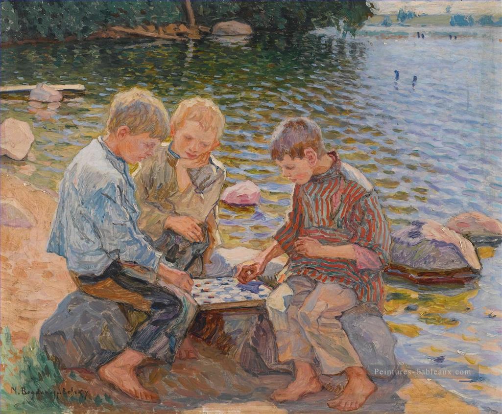 CHESS PLAYERS Nikolay Bogdanov Belsky enfants impressionnisme enfant Peintures à l'huile